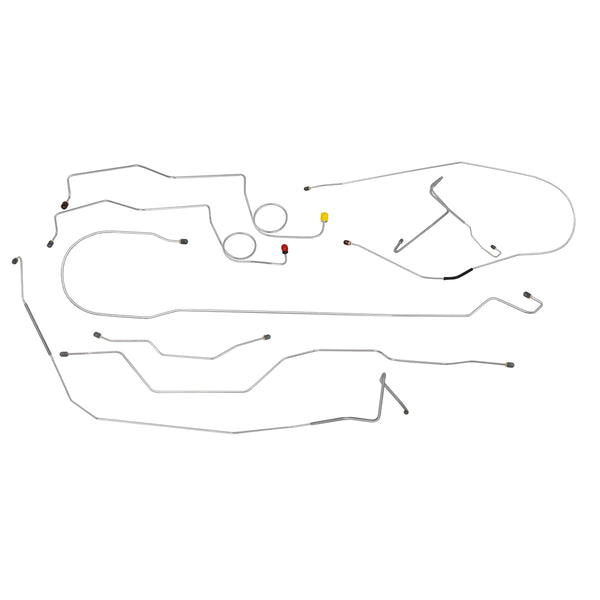 1972 Ford F100 F150 2WD Std. Cab Longbed Manual Drum Brake Line Kit 8pc, OE Steel