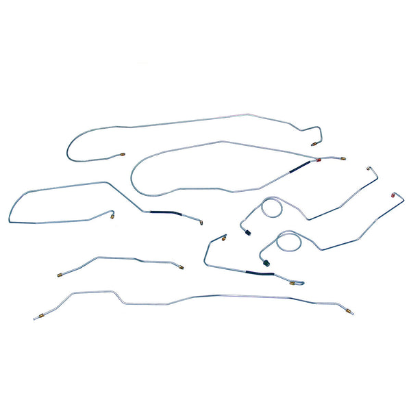 1972 Ford F-100 F-150 2wd Complete Manual Drum Brake Line Kit 8pc, Short Bed OE Steel