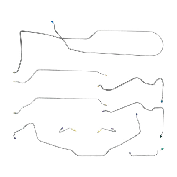 1972 Ford F-100 F-150 2wd Complete Manual Disc Brake Line Kit 8pc, Short Bed OE Steel