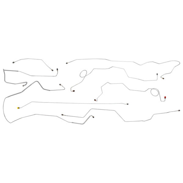 1973 Ford F100 F150 2wd Long Bed Power Disc Brake Line Kit, 8pc, OE Steel