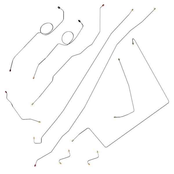 1971-75 Ford Truck 4WD Std. Cab Longbed Power Disc Brake Line Kit 10pc, OE Steel