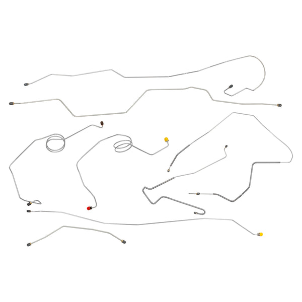 1974 Ford F100 F150 2wd Long Bed Power Disc Brake Line Kit, 8pc, OE Steel