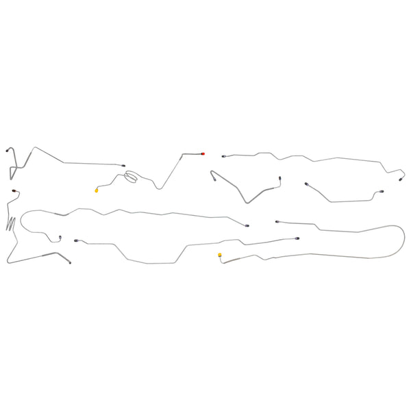 1976-79 Ford F100 F150 2WD Shortbed Power Disc Brake Line Kit 9pc, OE Steel