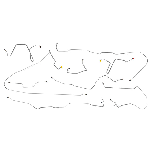 1980-86 Ford F100 F150 2WD 4WD Short & Long Bed Power Disc Complete Brake Line Kit 8pc, OE Steel