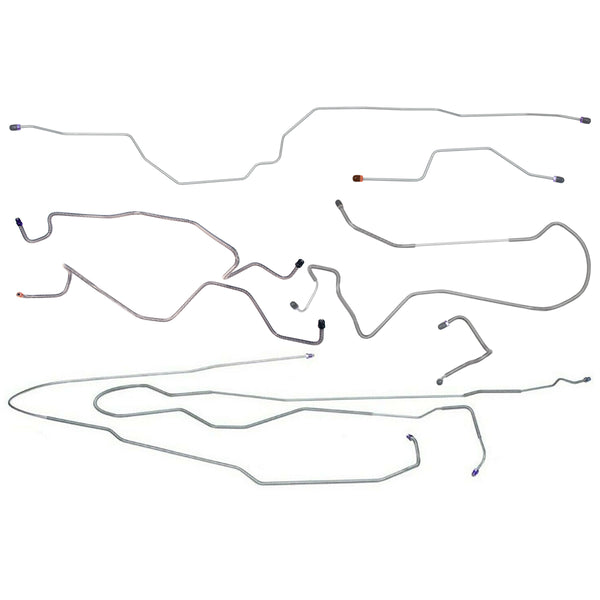 1987-89 Ford F100 F150 2WD Std. Cab Longbed Power Disc Complete Brake Line Kit 8pc, OE Steel