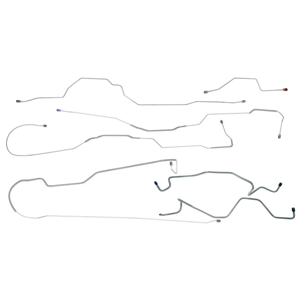 1987-89 Ford F100 F150 2WD Std. Cab Shortbed Power Disc Complete Brake Line Kit 8pc, OE Steel