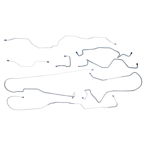 1987-89 Ford F100 F150 4WD Std. Cab Long Bed Power Disc Complete Brake Line Kit 8pc, OE Steel