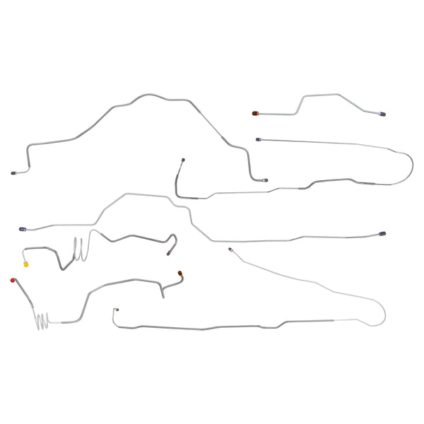 1990 Ford F100 F150 2wd Power Disc Brake Line Kit 7pc, Long Bed OE Steel