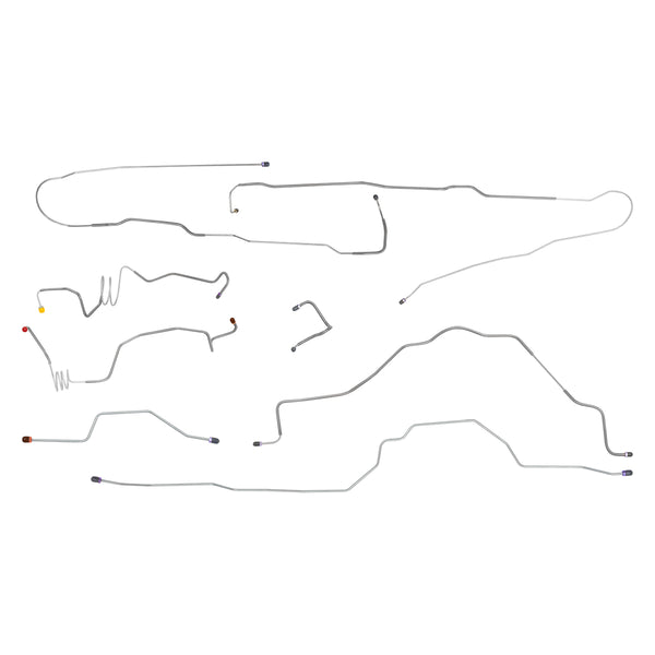 1990 Ford F-150 4wd Complete Power Disc Brake Line Kit 8pc, Longbed, OE Steel