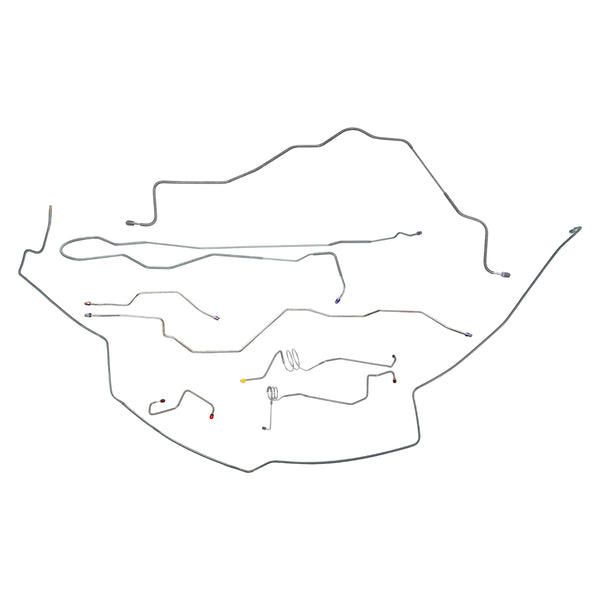 1991-93 Ford F250/F350 2WD Crew Cab Longbed w/Single Rear Wheels Power Disc Brake Line Kit 8pc, OE Steel