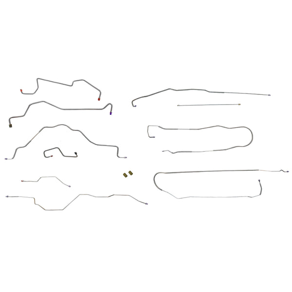 1991-93 Ford F250 4WD Std. Cab Longbed Power Disc Brake Line Kit 8pc, OE Steel