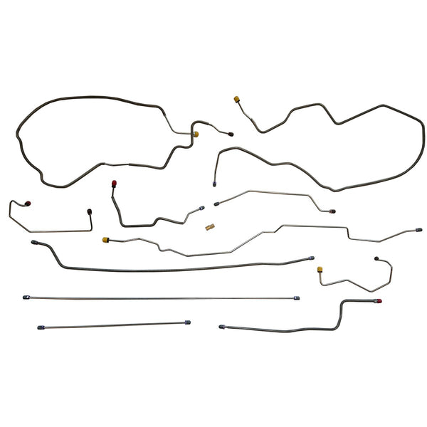 1997-03 Ford F150 4WD Ext. Cab Shortbed Four-Wheel ABS Power Disc w/ Rear Drums Complete Brake Line Kit 7pc, OE Steel