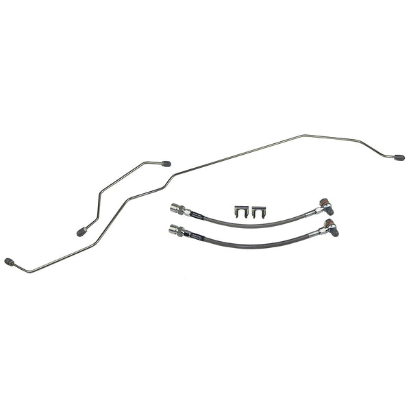 1976-79 Ford F100 F150 4WD 976-79 Bronco Front Axle Lines And Stainless Braided Caliper Hoses 4pc