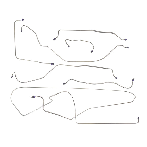 1959-60 Ford Thunderbird Power Or Manual Drum Under Dash Brake Line Kit 7pc OE Steel
