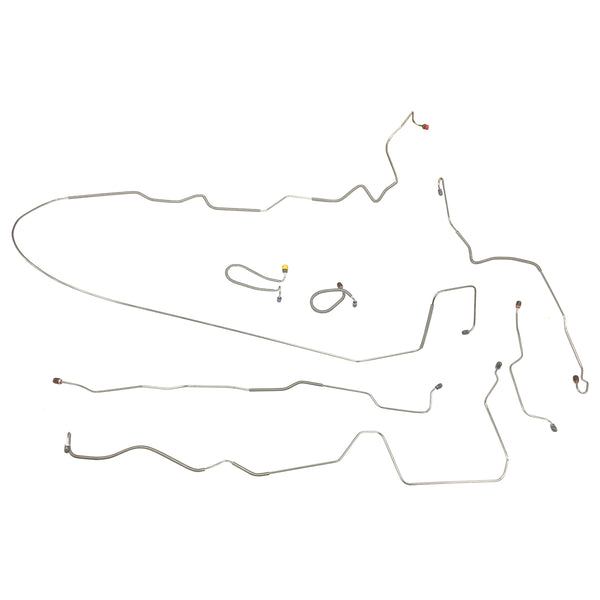 1972-77 Ford Maverick Power Disc Complete Brake Line Kit 8pc, OE Steel