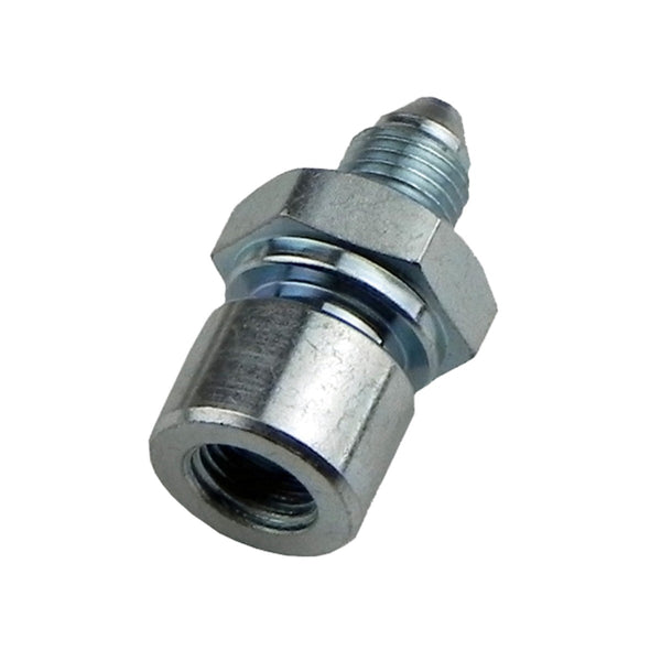 Hose Line Fitting, 3an Male to 10mm x 1.0 Female Bubble Flare