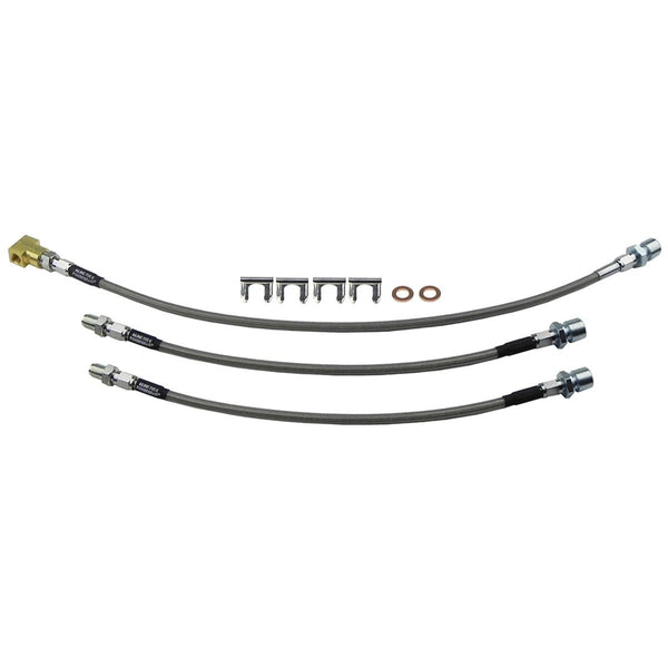 1955-57 Chevrolet Bel Air Two-Ten Front Drum Stainless Braided Brake Hose Kit 3pc