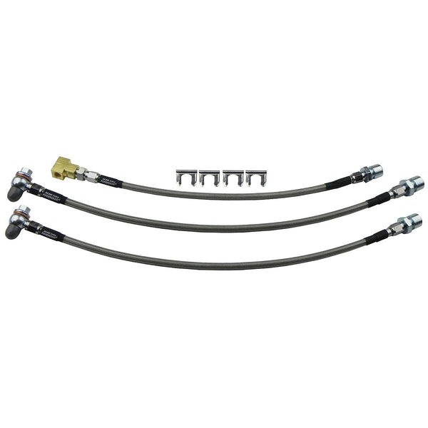 1958-64 Chevrolet Impala Bel Air 7/16 Banjo Disc Brake Conversion Stainless Braided Brake Hose Kit 3pc