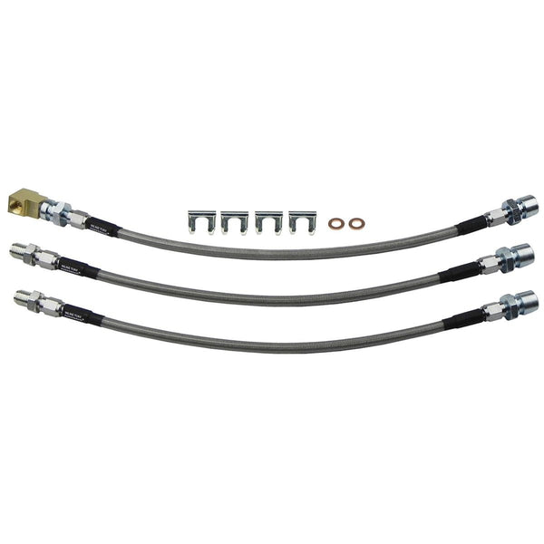 1967-68 Chevrolet Impala Caprice Drum Brakes Stainless Braided Brake Hose Kit 3pc