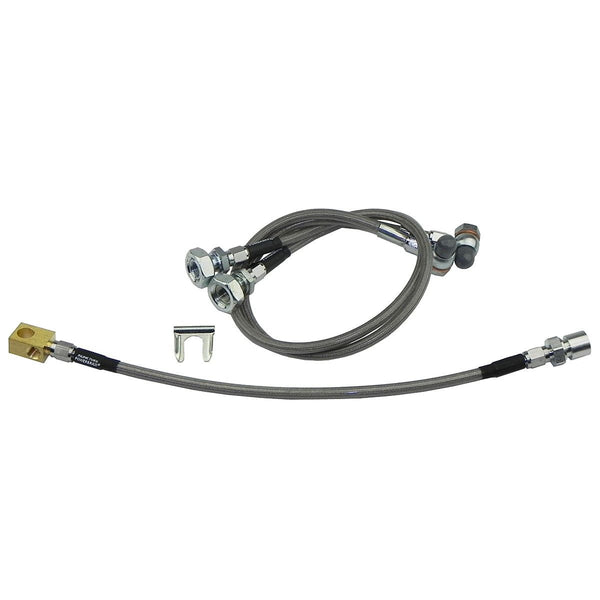 1975-80 International Scout Front Disc Stainless Braided Brake Hose Kit 3pc