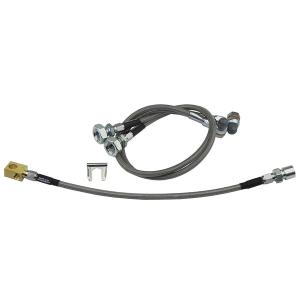 1974-80 International Scout Stainless Braided Brake Hose Kit For 2"-4" Lift 3pc