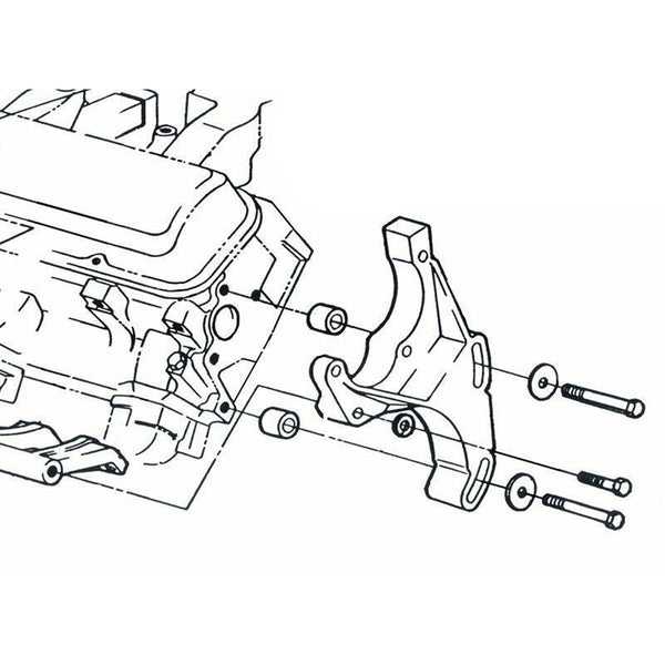 1966-72 Pontiac GTO AC Compressor Bracket Alum to Engine Block 8 pc Kit Spacers