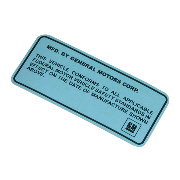 1970-76 GM Blue, Driver Door Decal With Clear Cover 2pc.