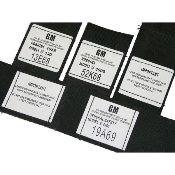 1968-1972 GM Seat Belt Tags/Labels Custom Date Code & Manufacture