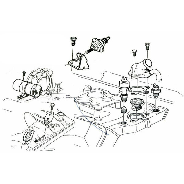 1968-72 Olds Cutlass Water Neck, Coil Bracket, Choke Plate, Dash Rod Bolt Kit 6pc