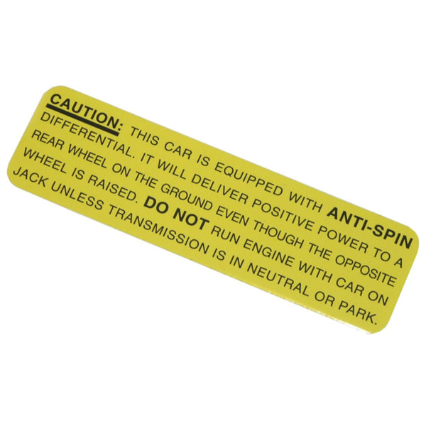 1964-72 Olds POSI - Caution Label Placed on Underside of Trunk Lid All Models 1pc