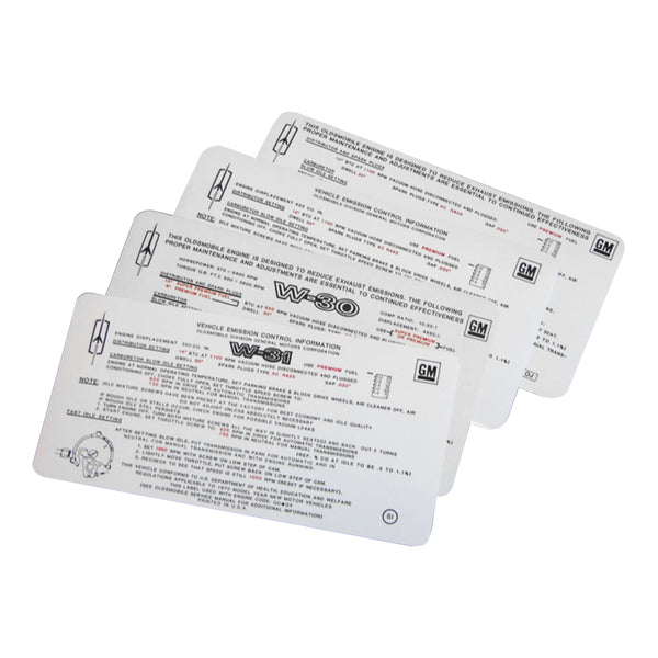 1970 Oldsmobile Tune Up Decal 442 W-30 Only 445CID 4bbl With Automatic Transmission 1pc