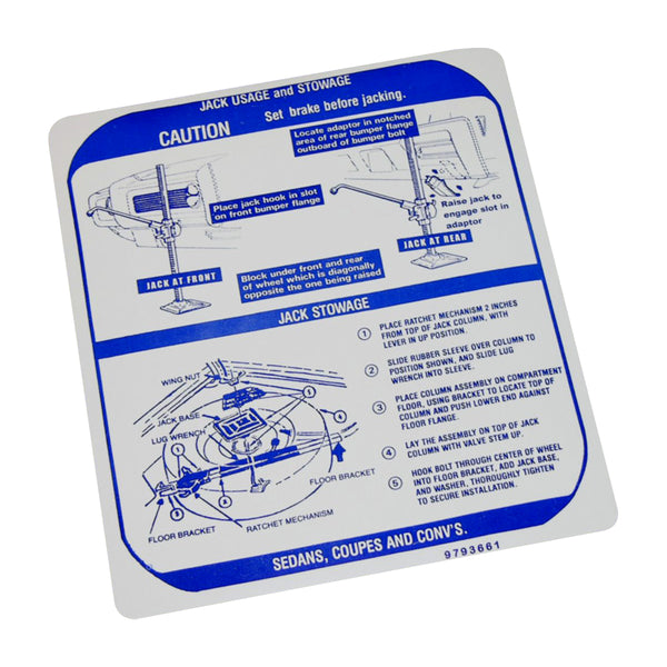 1968 Pontiac Lemans GTO Trunk Lid Jacking Instructions 1pc