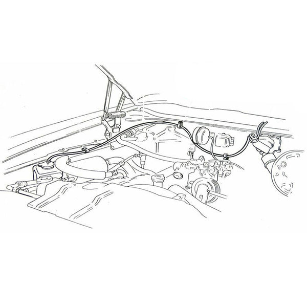 1968-70 Olds Cutlass Washer Hose Kit for Bottle on Passenger Side or 455cid Cars 9pc