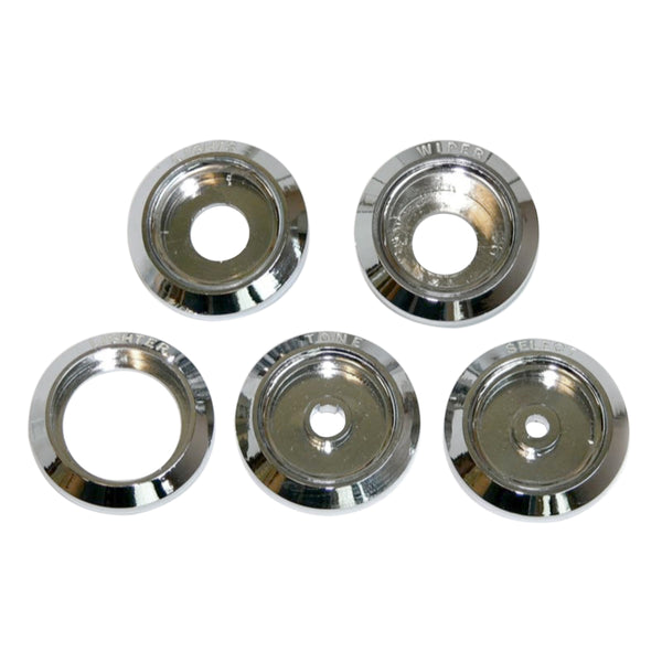 1968-72 Pontiac A-Body Chrome Dash Knob Bezels - White Letters 5pc