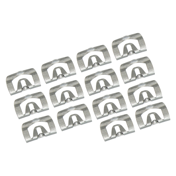 1964-81 GM Front Window Stainless Trim Hold Down Clips 14pc Short Clips