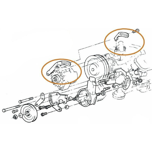 1967-68 Pontiac, GTO, Firebird Front and Rear Alternator Brackets 2pc