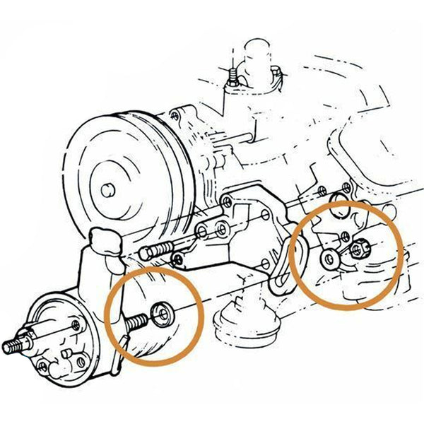 1966-72 Pontiac, GTO, Firebird Power Steering Pump Rear Mounting Stud, Washers Nut 4pc