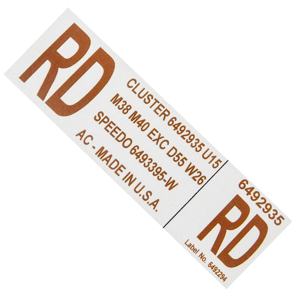 1970 - 72 Olds Cutlass Cluster Decal - RD U15 M38, M40 EXC D55, W26 - Speedo