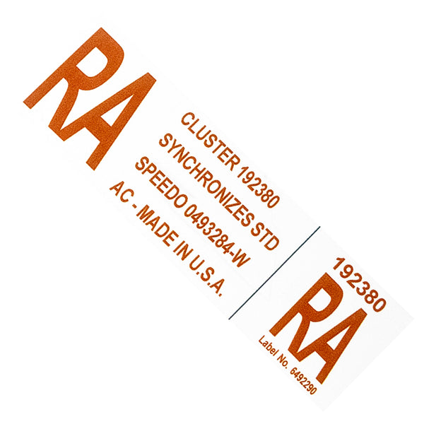 1970 - 72 Olds Cutlass Cluster Decal - RA  Synchronizes Std Speedo