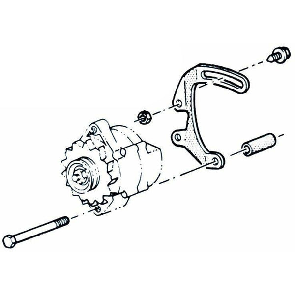 1968-79 Pontiac GTO/Firebird V8 Manual Steering Alternator Bracket Kit 4pc