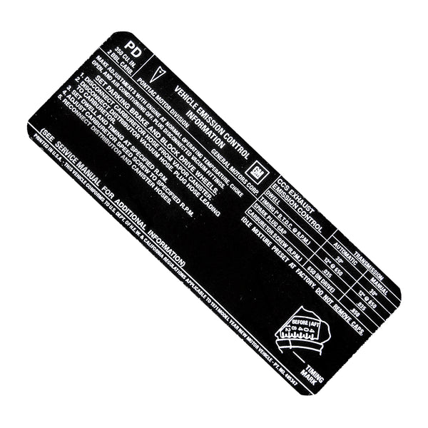 1971 Pontiac All V8-2bbl Emissions Decal, Ea