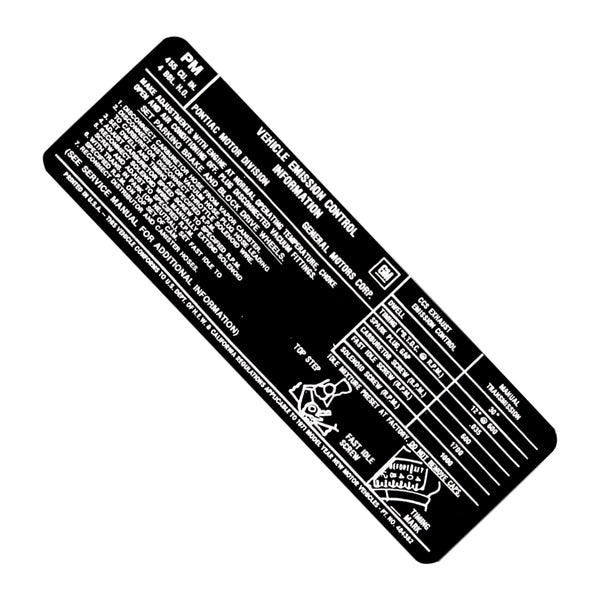 1971 Pontiac 455-4bbl, HO, MT Emissions Decal, Ea