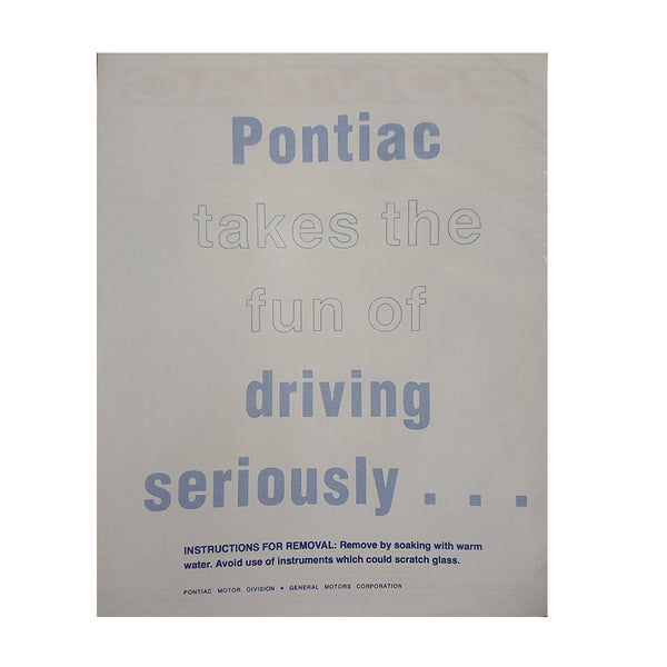 1972-73 Pontiac New Vehicle Window Price Sticker