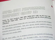 1963 Pontiac Catalina Super Duty Catalog & Reference Guide 1pc