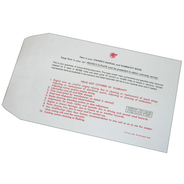 1963-67 Pontiac Owner's Manual Envelope 1pc