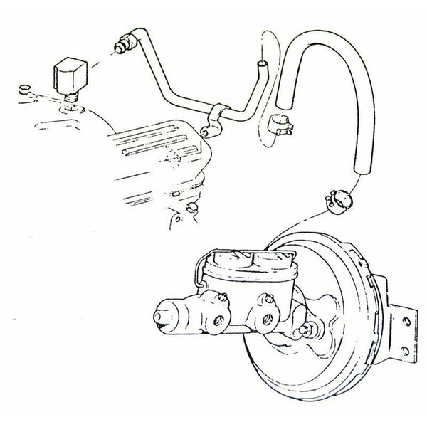 1968-72 Buick Skylark 350, 400, 455 Engine to Power Brakes Vacuum Line & Brass Fitting 2pc