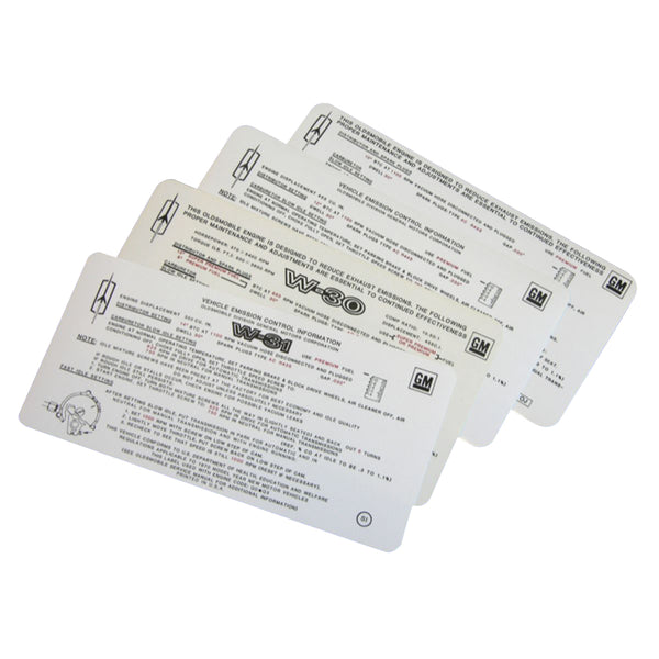 1970 Oldsmobile Cutlass Tune Up Decal SX & 455 CID 2BBL (ON) AT