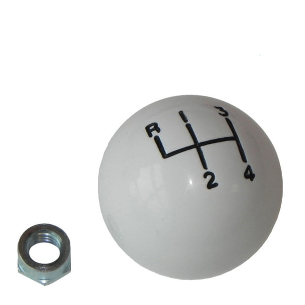 1964-72 White 4 Speed Shifter Ball Correct 1-7/8" With 3/8"-16 Thread Lock Nut