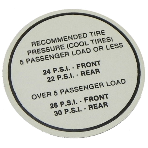 1965 Pontiac (All Models) Glove Box Tire Decal 1pc