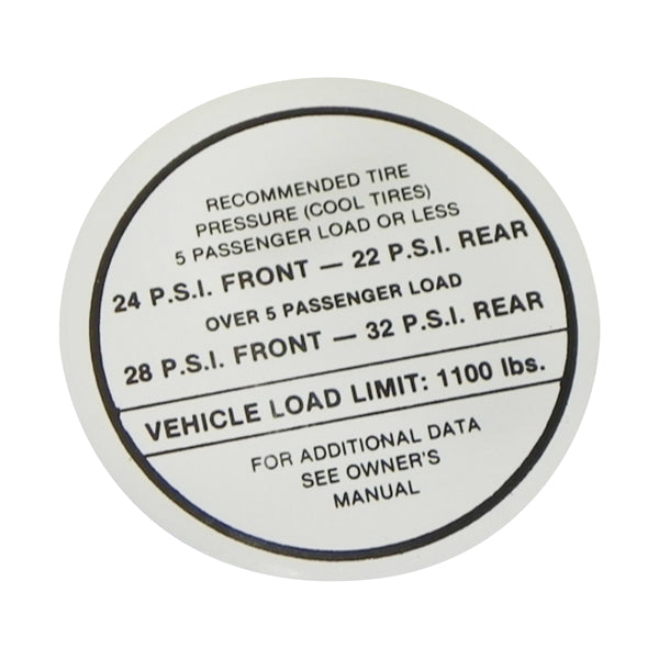 1966 Pontiac (All Models) Glove Box Tire Decal 1pc